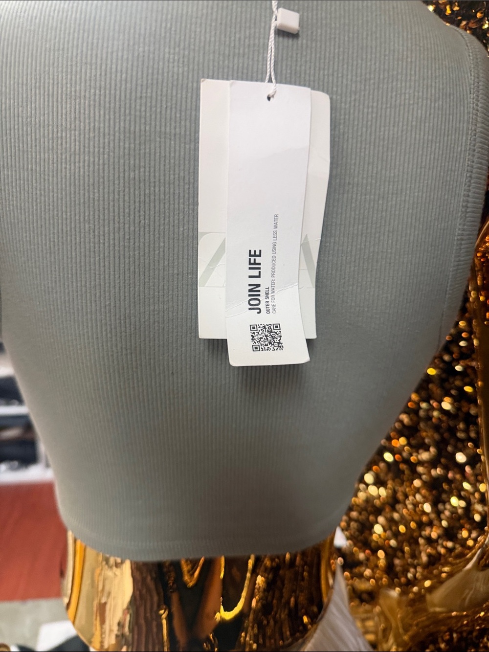 Zara Light Gray Ribbed Racer Crop Tank - Picture 2 of 5